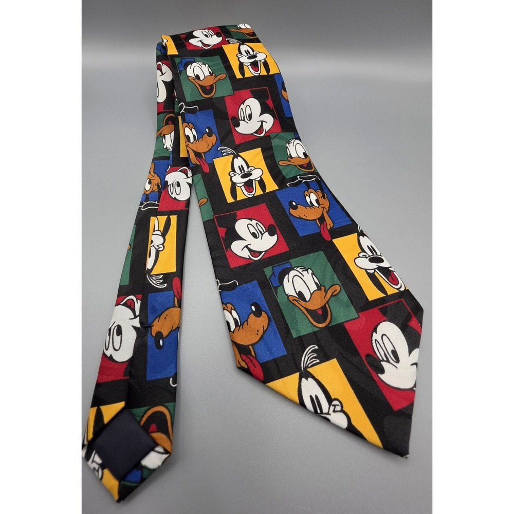 Vintage Disney Mickey Mouse Donald Duck Goofy Pluto Necktie Balancine Korea